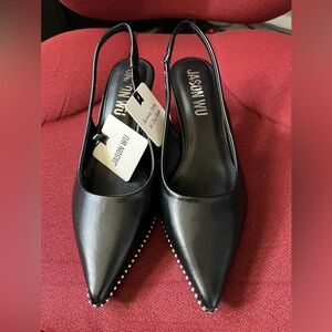 Jason Wu Black Pointed Slingback Pumps with Silver Stud Detailing size 7